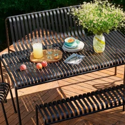 Banc de jardin sans accoudoirs en métal olive Palissade - HAY