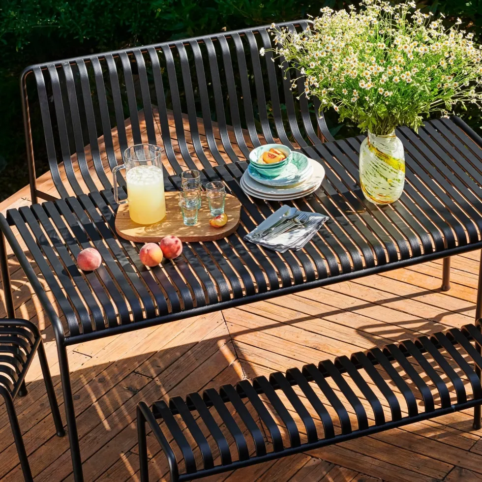 Banc de jardin sans accoudoirs en métal olive Palissade - HAY