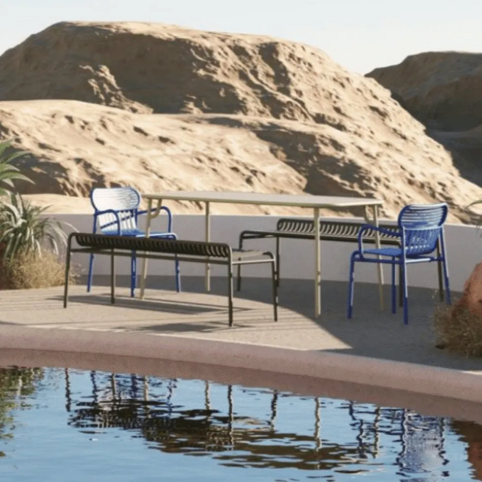 Banc de jardin sans dossier bleu 156 x 48 cm Week-end