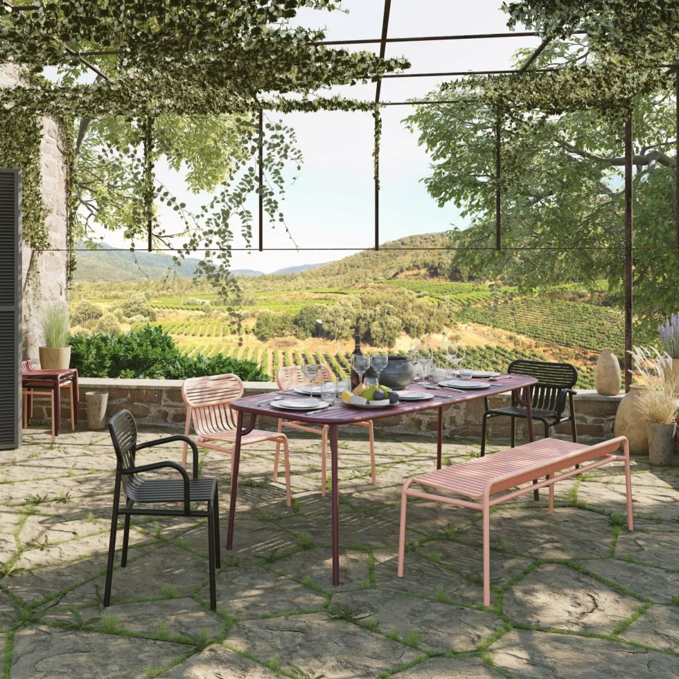 Banc de jardin sans dossier bleu 156 x 48 cm Week-end