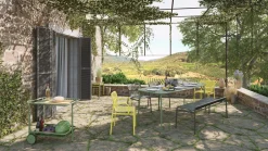 Banc de jardin sans dossier en aluminium rouge brun 156x48cm Week end - Petite friture