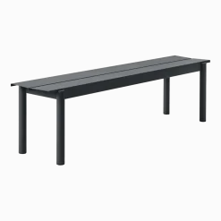 Banc d'extérieur en acier noir 170 x 34 cm Linear - Muuto