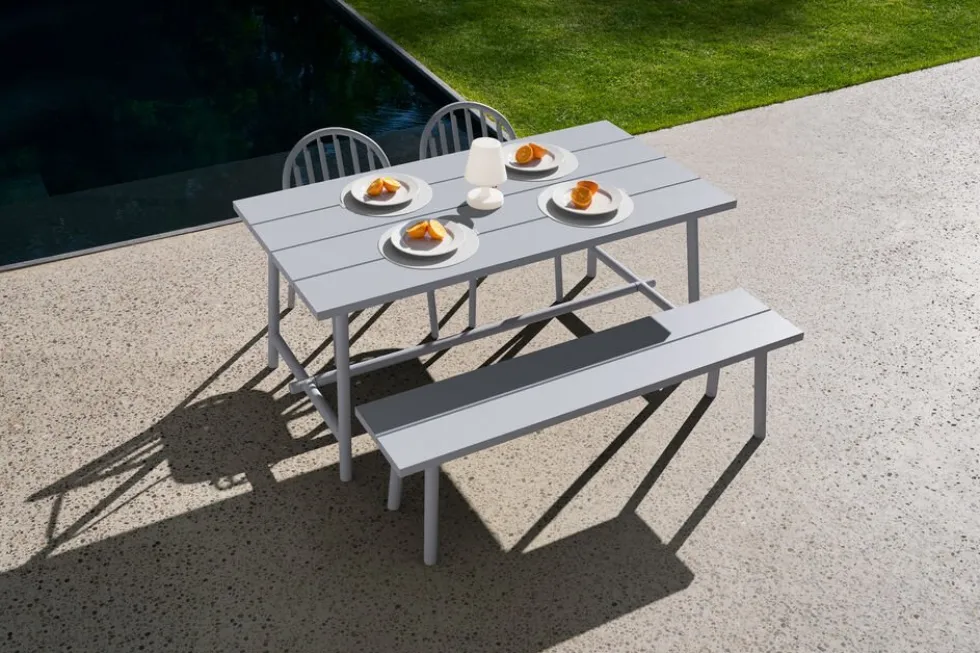 Banc d'extérieur en aluminium gris clair 160x40x46,5cm Fred's - Fatboy
