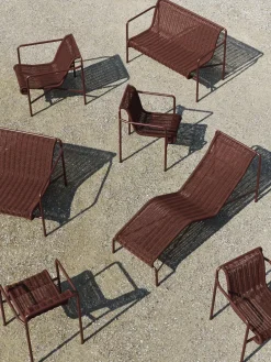 Banc d'extérieur en corde et acier bordeaux 128x70x80cm Palissade - Hay