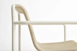 Banc d'extérieur en corde et acier crème 128x70x80cm Palissade - Hay