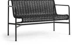 Banc d'extérieur en corde et acier noir 128x70x80cm Palissade - Hay