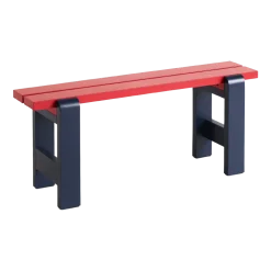 Banc duo en pin laqué vin rouge et bleu métal 111 x 23 x 45 cm Weekday - Hay