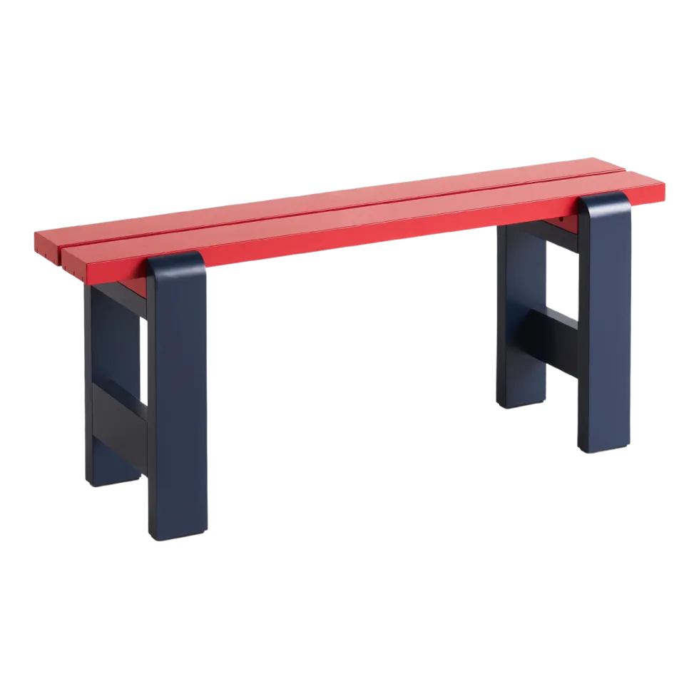 Banc duo en pin laqué vin rouge et bleu métal 111 x 23 x 45 cm Weekday - Hay