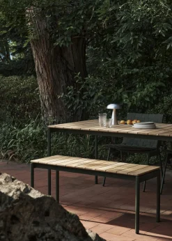 Banc en acier et teck noir chaud 110 cm Ville AV27 - &tradition