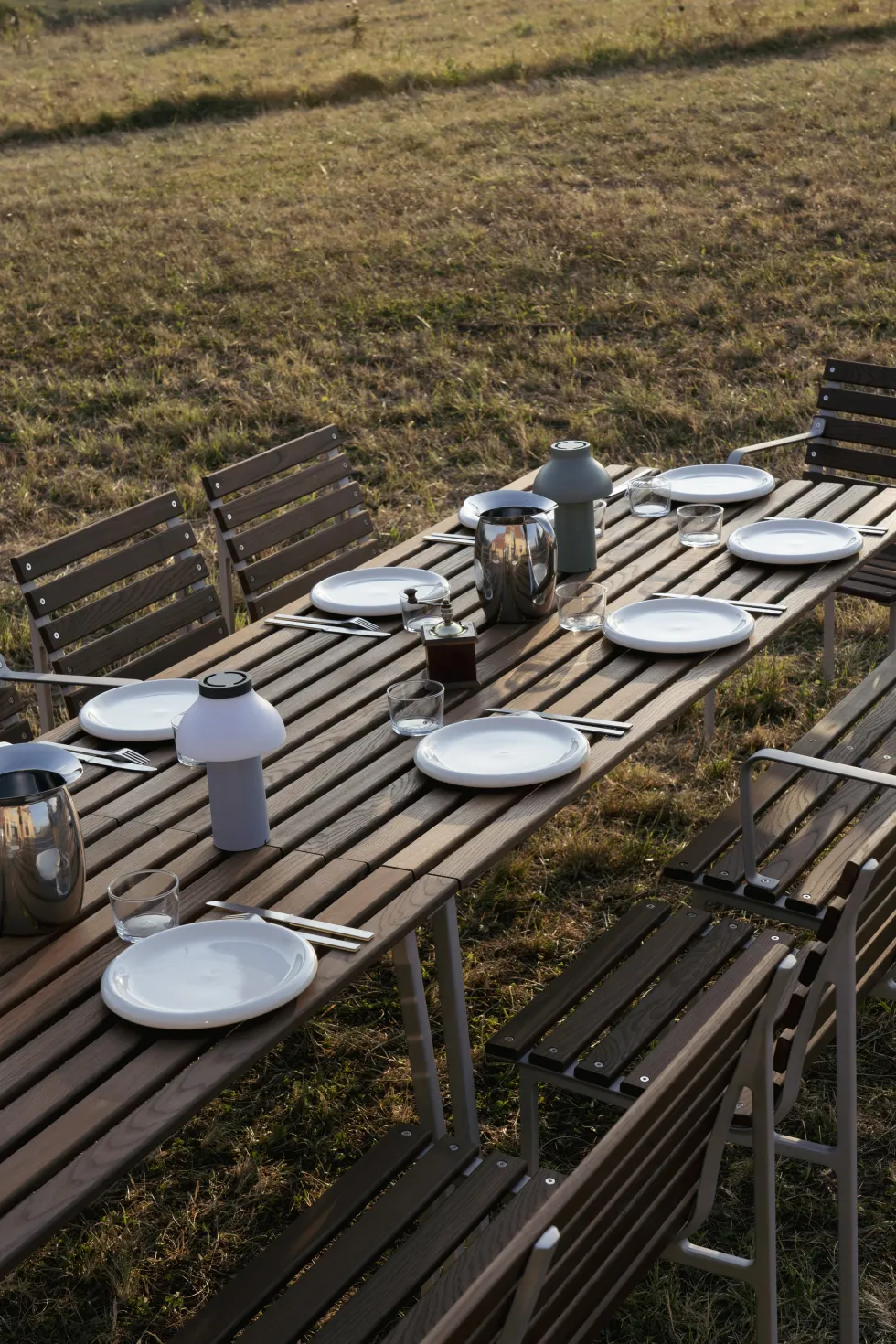 Banc en frêne huilé et aluminium 114x52x80cm Traverse - Hay