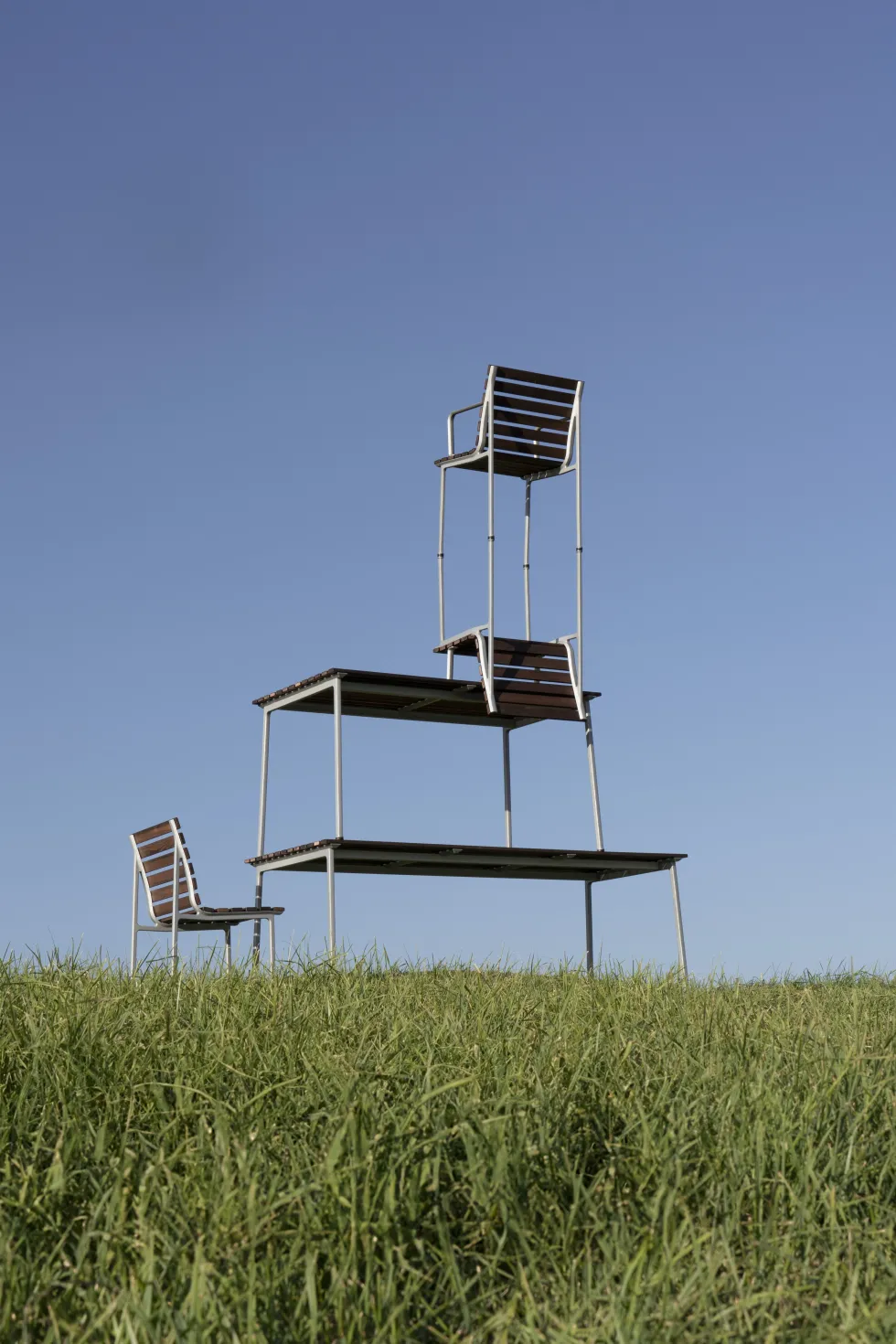 Banc en frêne huilé et aluminium 114x37x46cm Traverse - Hay