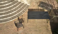 Banc en métal noir 133x59xh82cm Villa - Hübsch