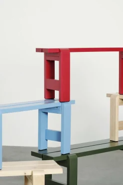 Banc en pin laqué bleu azure 111 x 23 x 45 cm Weekday - Hay