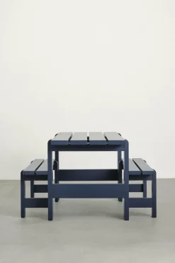 Banc en pin laqué bleu métal 140 x 23 x 45 cm Weekday - Hay