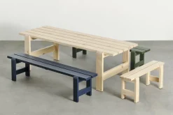 Banc en pin laqué bleu métal 140 x 23 x 45 cm Weekday - Hay