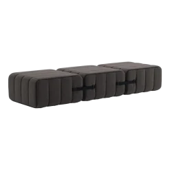 Banc modulable en tissu jet gris marron 204x68x34cm Curt - Ambivalenz