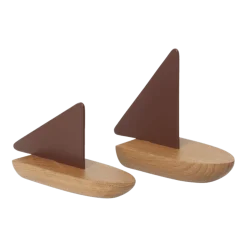 2 Bateaux en bois de chêne noix de pécan foncé Opty boat - Ferm living