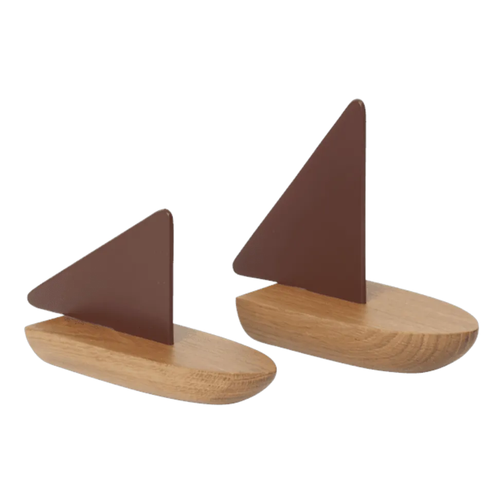 2 Bateaux en bois de chêne noix de pécan foncé Opty boat - Ferm living