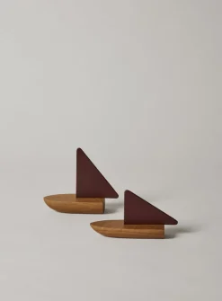 2 Bateaux en bois de chêne noix de pécan foncé Opty boat - Ferm living