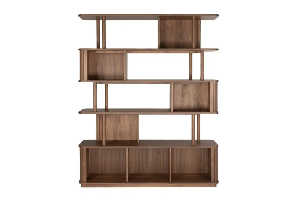 Bibliothèque en bois de noyer 35x160x195cm Barbier - Zuiver