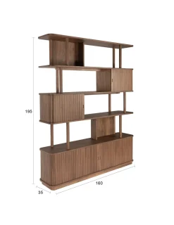 Bibliothèque en bois de noyer 35x160x195cm Barbier - Zuiver