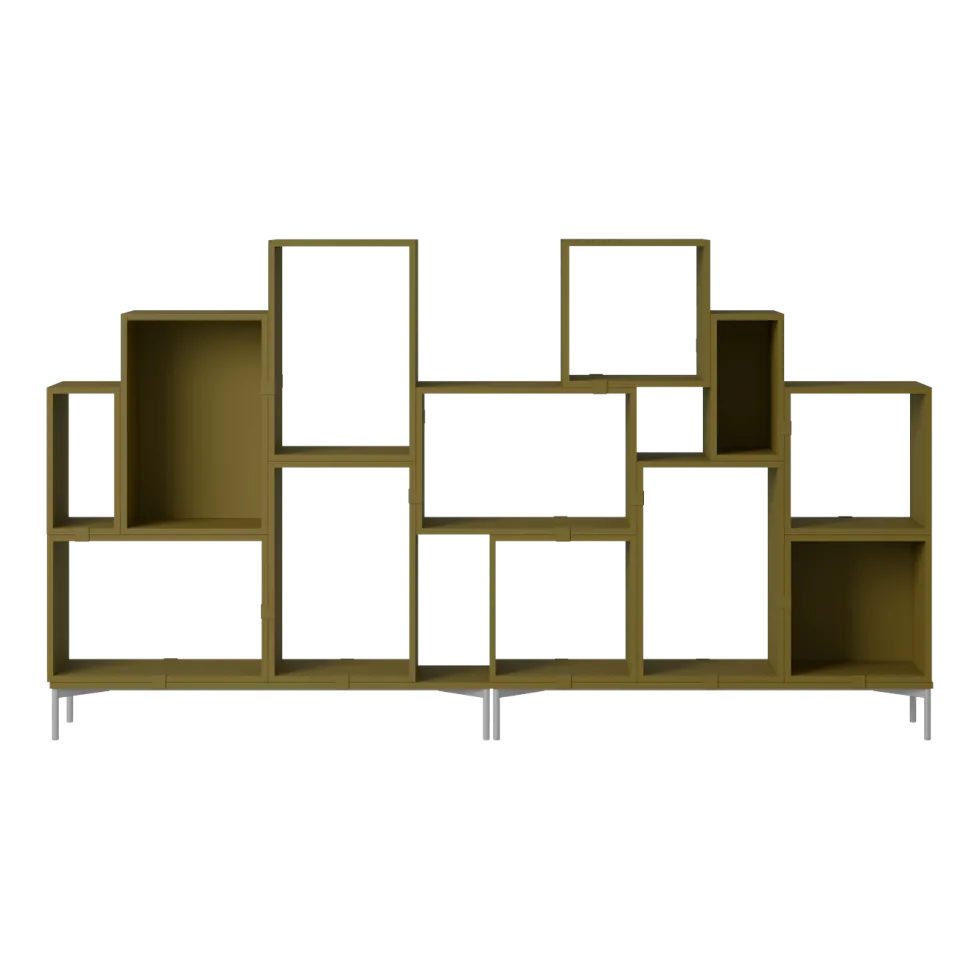 Bibliothèque en bois mdf marron vert 262x148cm Stacked Configuration 3 - Muuto