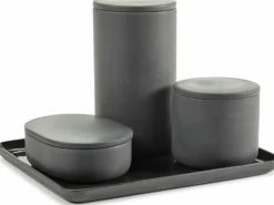Boite ronde avec couvercle en porcelaine gris foncé Cose - Serax