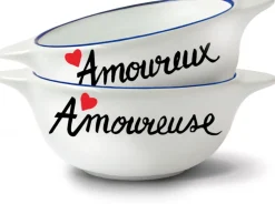 Bol breton en faïence blanche Amoureuse - Pied de poule