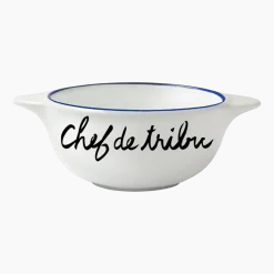 Bol breton en faïence blanche Chef de Tribu - Pied de poule