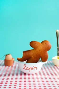 Bol breton en faïence blanche Lapin - Pied de poule