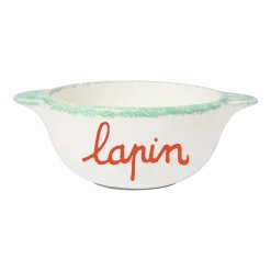 Bol breton en faïence blanche Lapin - Pied de poule