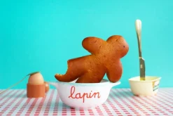 Bol breton en faïence blanche Lapin - Pied de poule