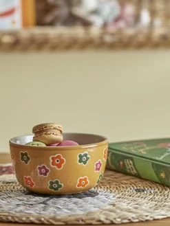 Bol en grès fleuri marron 12cm Addy - Bloomingville Mini