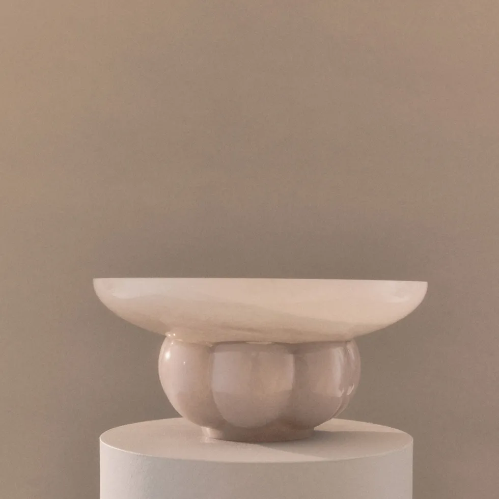 Bol en verre rose pâle 33x15cm Uva - AYTM