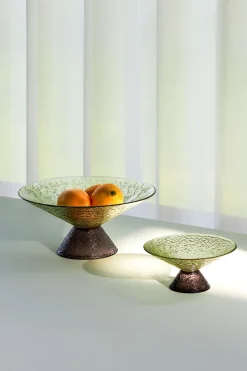 Bol rond en verre vert 25x12 cm Bonbon - Hübsch