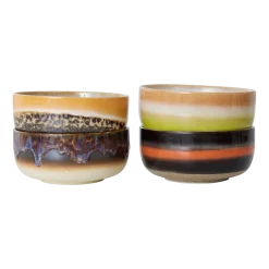 4 bols à dessert en grès humus 12,5 x 12,5 x 6 cm Vaisselle 70's - HKliving