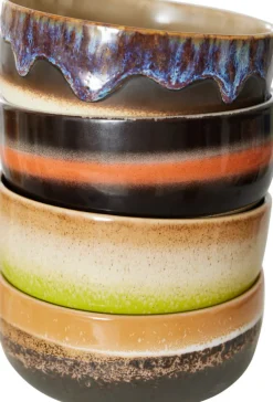 4 bols à dessert en grès humus 12,5 x 12,5 x 6 cm Vaisselle 70's - HKliving