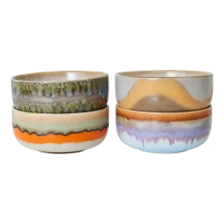 4 bols à dessert en grès reef 12,5 x 12,5 x 6 cm Vaisselle 70's - HKliving