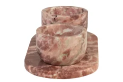 Bols et plateau en marbre rose 23x12x6,5cm Coletta - Versmissen