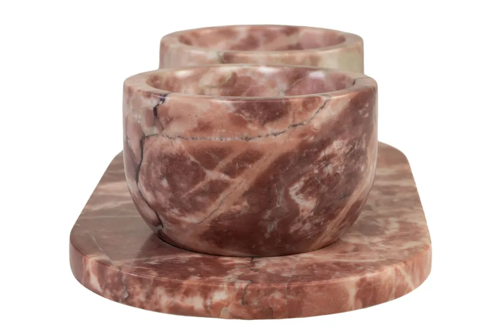 Bols et plateau en marbre rose 23x12x6,5cm Coletta - Versmissen
