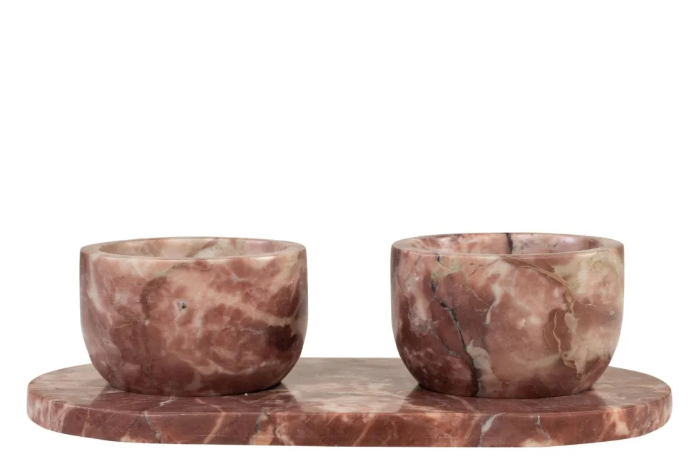 Bols et plateau en marbre rose 23x12x6,5cm Coletta - Versmissen