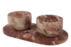 Bols et plateau en marbre rose 23x12x6,5cm Coletta - Versmissen