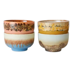 4 Bols à nouilles en grès multicolore 13,5x8cm Seabreeze - HKLIVING