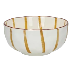 Bol à soupe en porcelaine rayée blanche et jaune 15x6cm - Pomax