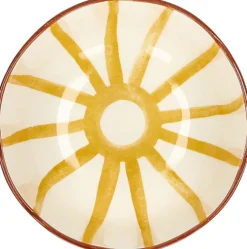 Bol à soupe en porcelaine rayée blanche et jaune 15x6cm - Pomax