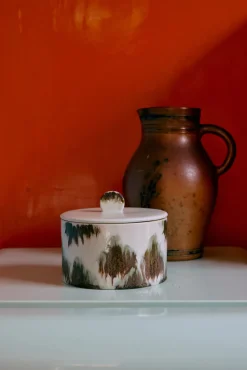 Boîte à biscuits en grès vert 17 x 17 x 14 cm Vaisselle 70's - HKliving