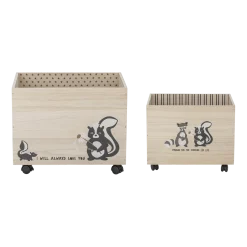 Boîte de rangement à roulettes en bois de Paulownia noir Nonni - Bloomingville Mini