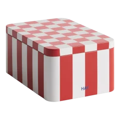 Boîte en fer rouge et blanc cassé damier - HAY