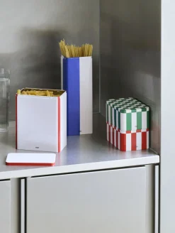 Boîte en fer vert et blanc cassé damier - HAY
