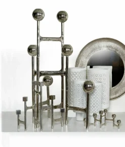 Bougeoir argenté en nickel S Round - Pols Potten